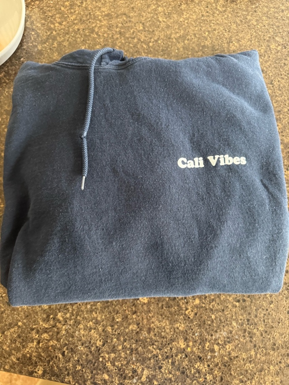 adidas Navy Zip-Up Hoodie with "Cali Vibes" Logo
